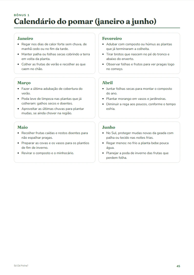 Calendário do pomar
